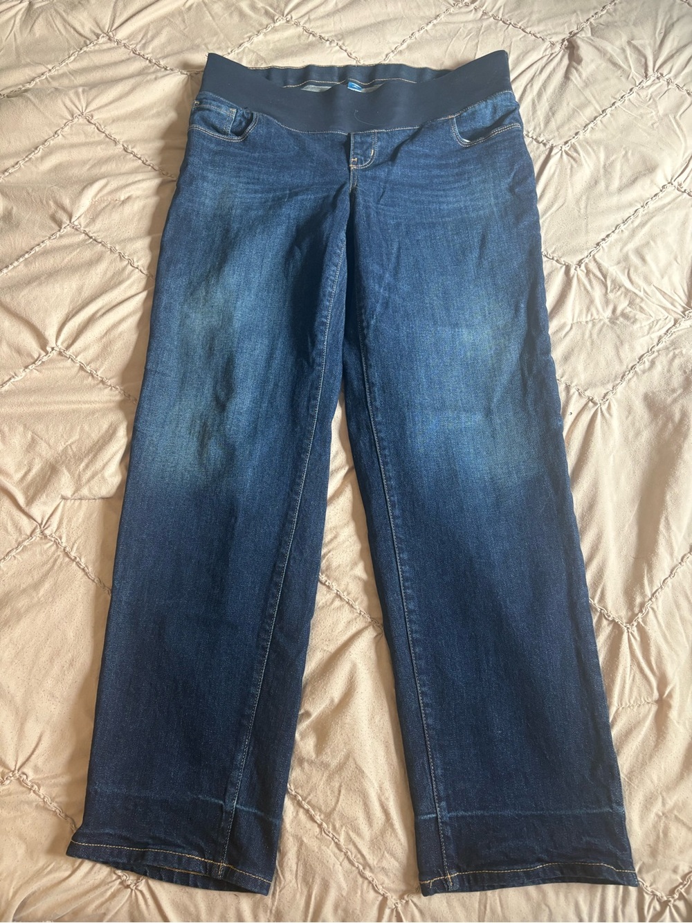 Old Navy Dark Blue Straight-Leg Jeans with Stretch Waistband